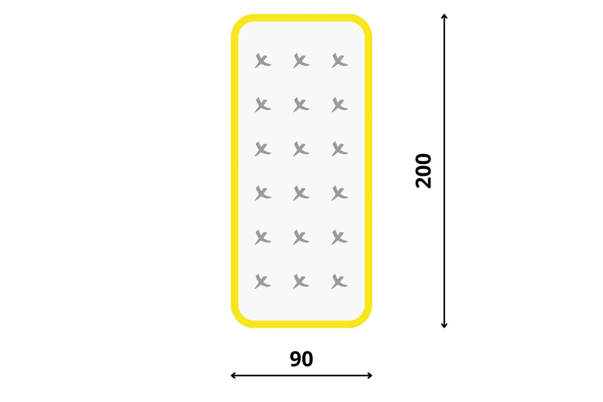 Schéma rozměrů pro matraci 90x200 Azonelo