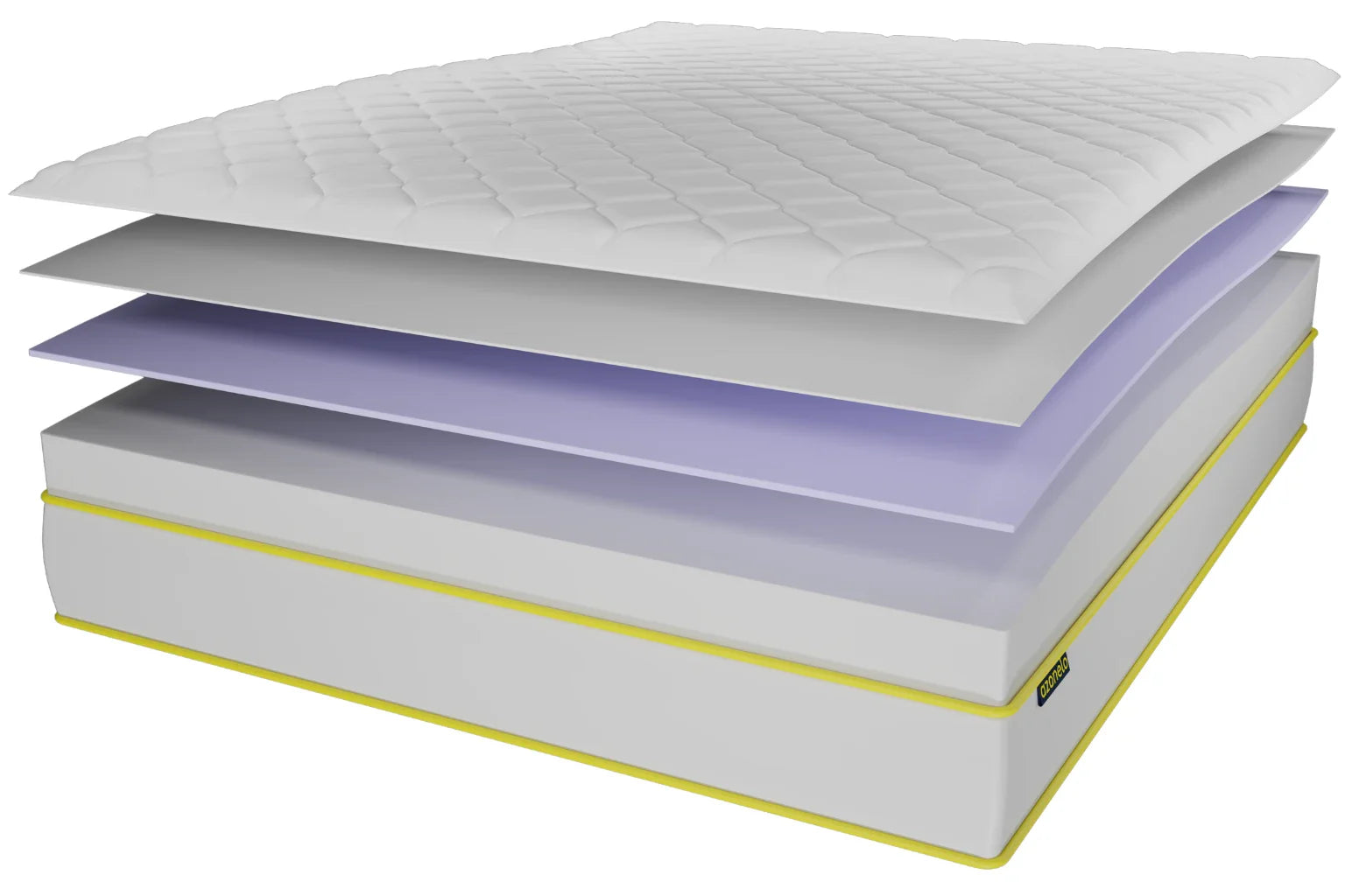 Rozložený ortopedický matrac Azonelo Original, ktorý ukazuje jeho vrstvy.